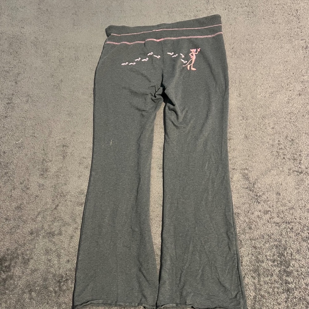 Vintage Y2K Pink Panther Flare Sweatpants Gray Pink Women's Size XL